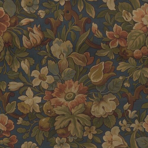 Mural Vintage Brocade Vintage Flora Blue