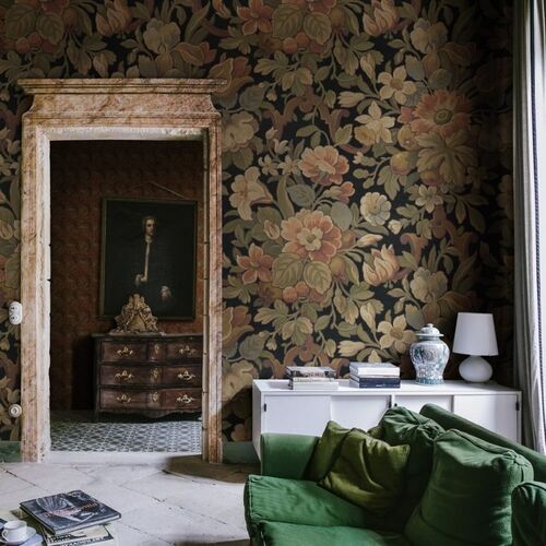 Mural Vintage Brocade Vintage Flora Ebony