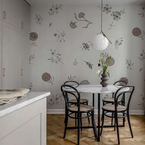 Mural Vintage Brocade Flower Fall Pearl