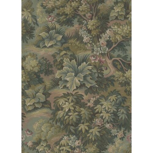 Papel Tapiz Vintage Brocade Blooming Park Green