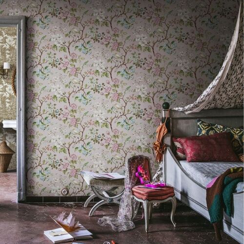 Papel Tapiz Vintage Brocade Petit Flora Soft Pink