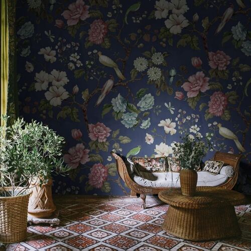 Mural Vintage Brocade Grandiflora Blue