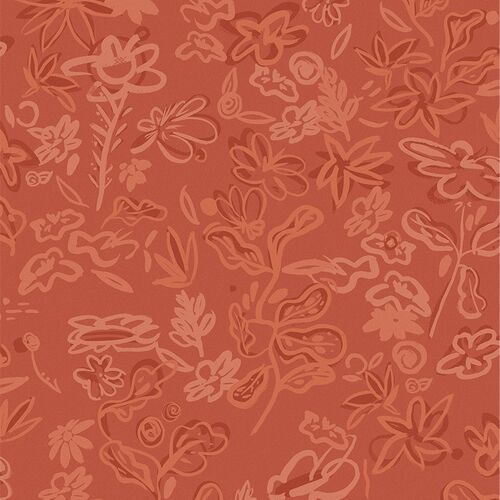 Papel Tapiz L'Enfant Terrible Crazy Flowers Rojo Vino