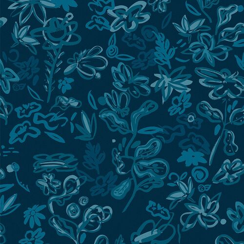Papel Tapiz L'Enfant Terrible Crazy Flowers Azul Marino