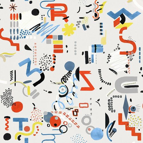 Papel Tapiz L'Enfant Terrible Funny Shapes Blanco Gris