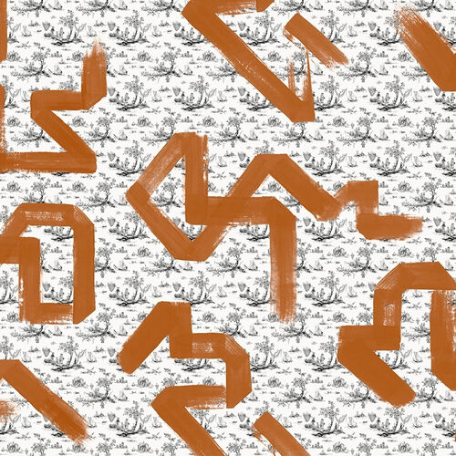 Mural Playful Layers Toile Strokes Naranja