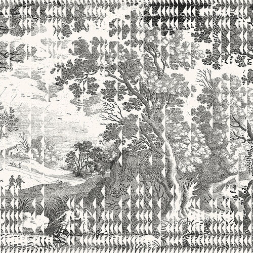 Mural Playful Layers Patch Landscape Negro