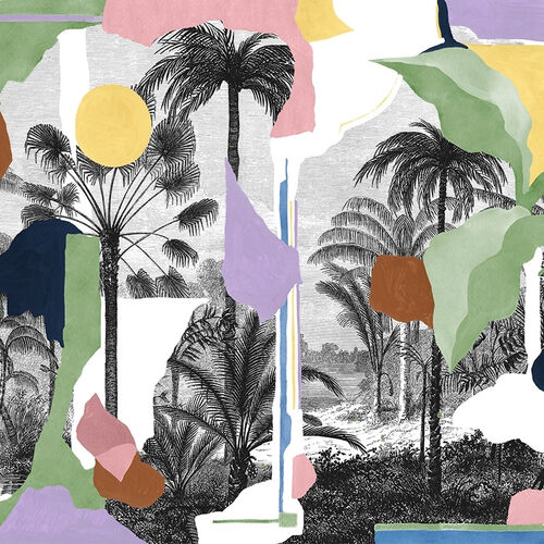 Mural Playful Layers Colonial Abstraction Blanco