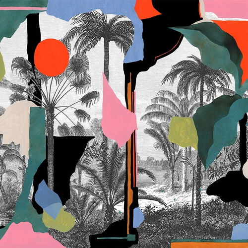 Mural Playful Layers Colonial Abstraction Rosa
