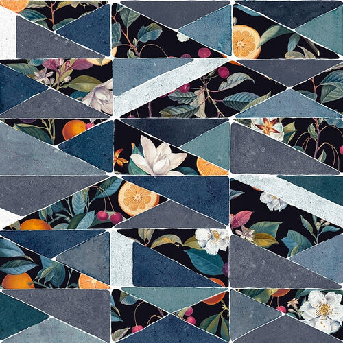 Papel Tapiz Playful Layers Hidden Fruits Azul