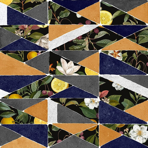 Papel Tapiz Playful Layers Hidden Fruits Ocre