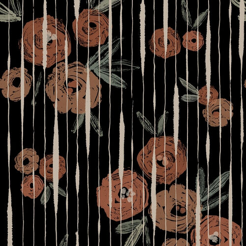 Papel Tapiz Playful Layers Broken Poppies Negro