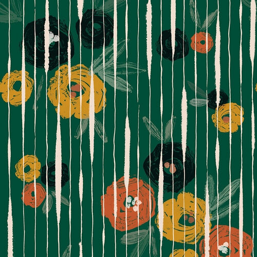 Papel Tapiz Playful Layers Broken Poppies Verde