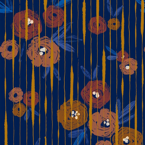 Papel Tapiz Playful Layers Broken Poppies Azul