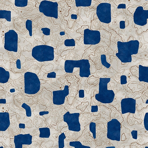 Papel Tapiz Playful Layers Map Xylography Azul