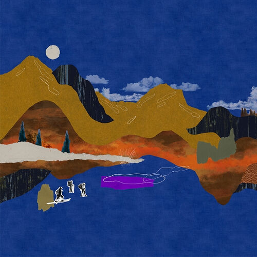 Mural Playful Layers Landscape Collage Azul