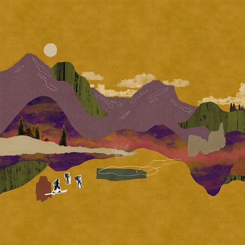 Mural Playful Layers Landscape Collage Ocre