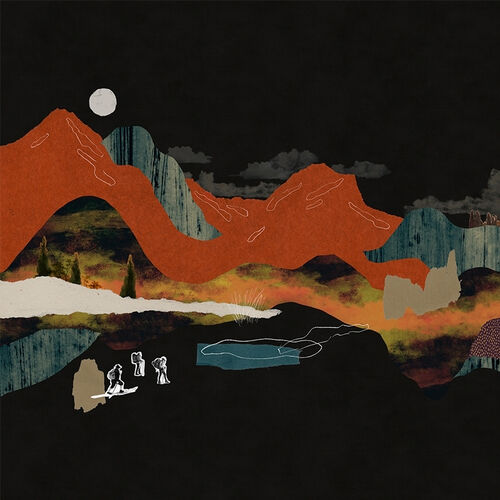 Mural Playful Layers Landscape Collage Negro