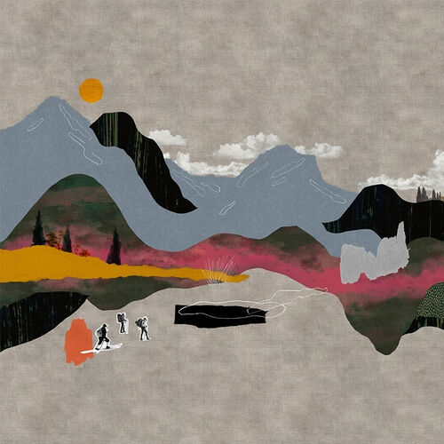 Mural Playful Layers Landscape Collage Gris