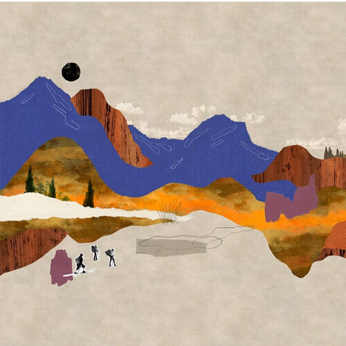 Mural Playful Layers Landscape Collage Beige