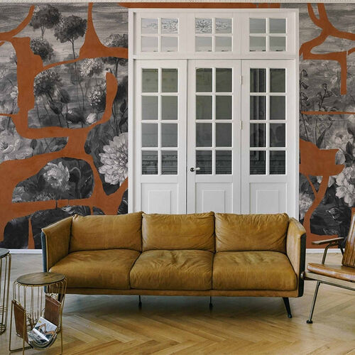 Mural Playful Layers Prehistoric Flowers Tabaco