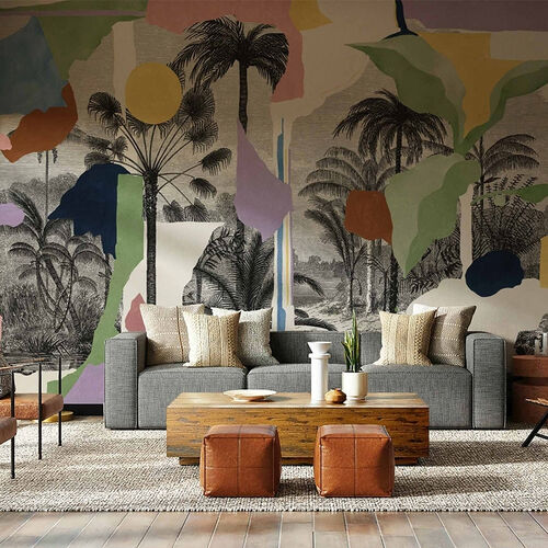 Mural Playful Layers Colonial Abstraction Blanco