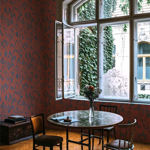 Papel Tapiz Playful Layers Moire Screen Coral