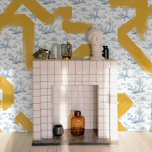 Mural Playful Layers Toile Strokes Azul
