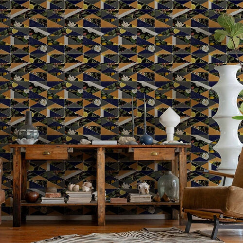 Papel Tapiz Playful Layers Hidden Fruits Ocre
