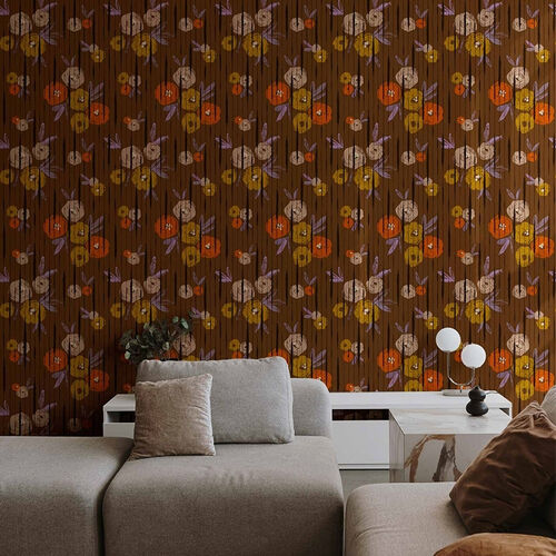Papel Tapiz Playful Layers Broken Poppies Tabaco
