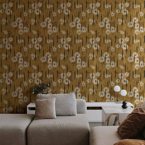 Papel Tapiz Playful Layers Broken Poppies Ocre