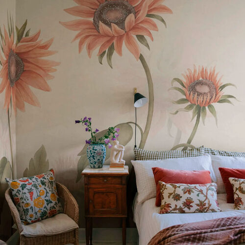 Mural Ett Hem Sunflowers Peach Mural Ett Hem Sunflowers Peach