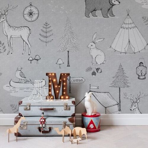 Mural Home Camping Trip Grey